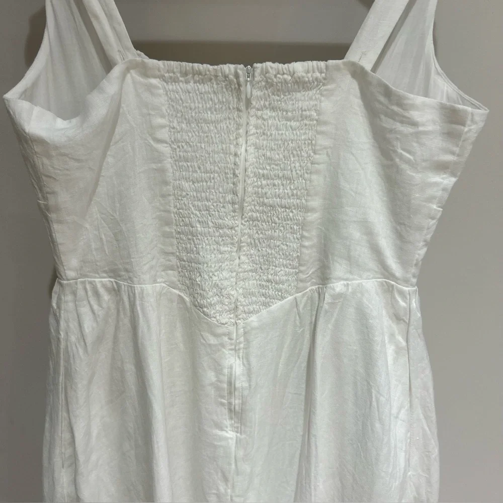 Quince 100% European Linen White Corset MIDI Dress Size M NWT Coquette Milkmaid - Picture 8 of 9